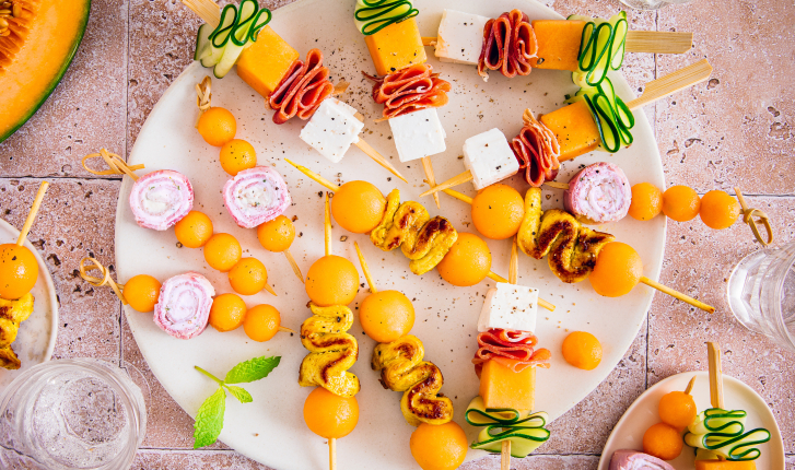 Brochettes de melon apéritives