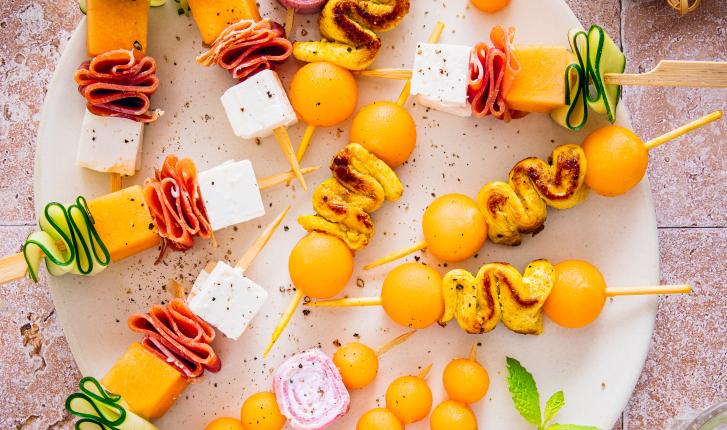 Brochettes de melon apéritives