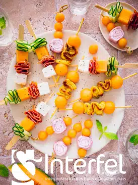 Brochettes de melon apéritives