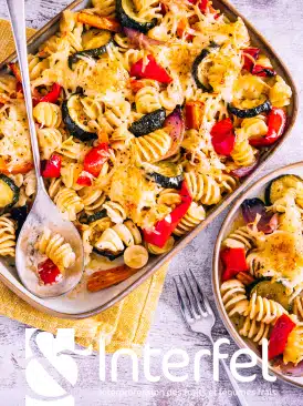 Gratin de pâtes aux légumes rôtis