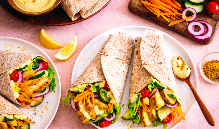Wrap poulet curry et crudités